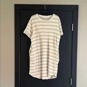 Cherish White and Black Striped Midi Dress